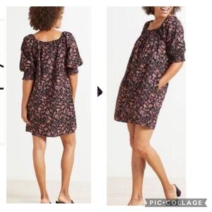 EVEREVE ROAN + RYAN FLORAL SMOCKED PEASANT PUFF SLEEVE RAYON BLEND SHIFT DRESS